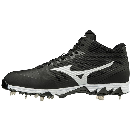 Mizuno 9-Spike Ambition Mid Metal Baseball Skor Herr Svarta Vita | 501283BFO