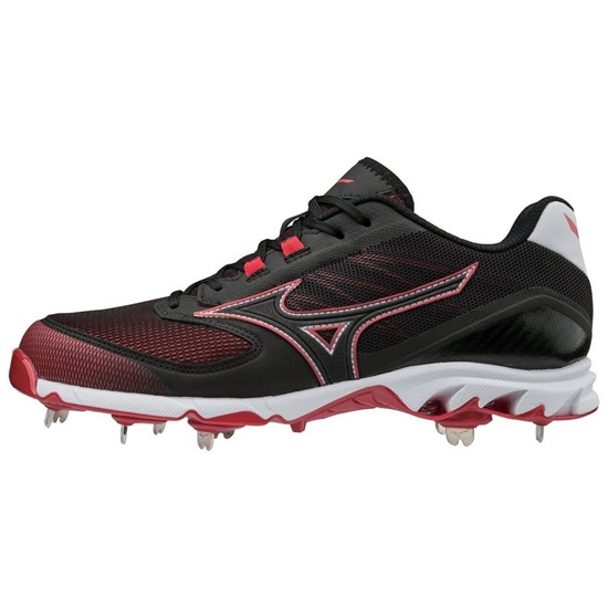 Mizuno 9-Spike Dominant 2 Low Metal Baseball Skor Herr Svarta Röda | 164238GDE