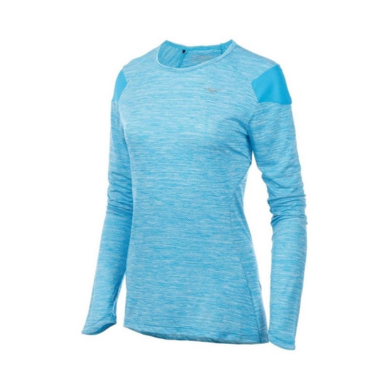 Mizuno ALPHA LONG SLEEVE 2.0 Löpar T shirts Dam Azurblå | 748026VIZ