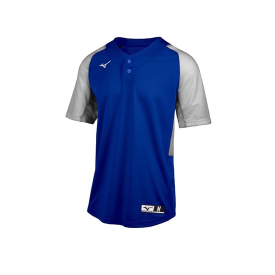 Mizuno Aerolite 2-Button Baseball Jersey Herr Kungsblått Grå | 031869ZIT