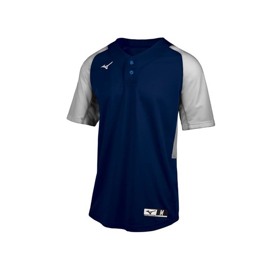 Mizuno Aerolite 2-Button Baseball Jersey Herr Marinblå Grå | 869531URY