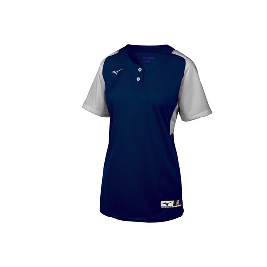 Mizuno Aerolite 2-Button Softball Jersey Dam Marinblå Grå | 824915LPI