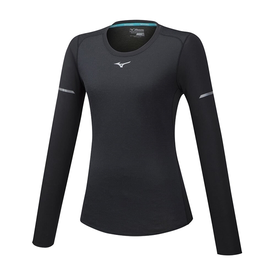 Mizuno BT Mesh LS Löpar T shirts Dam Svarta | 854703KEJ