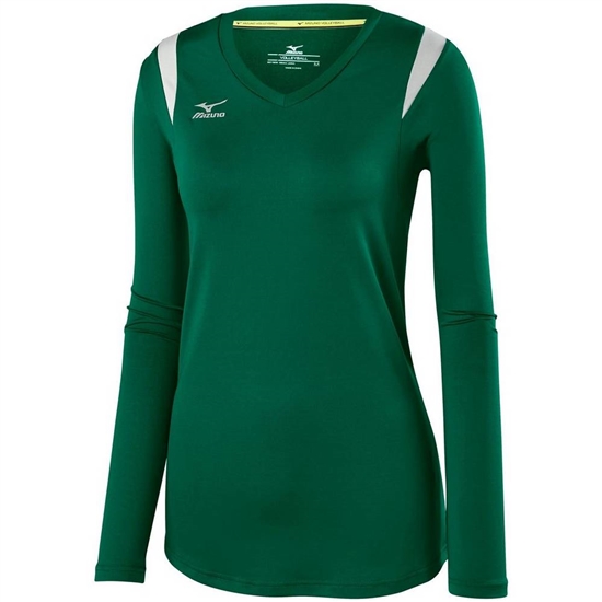 Mizuno Balboa 5.0 Long Sleeve Volleyball Jersey Dam Gröna Silver | 186290CEM