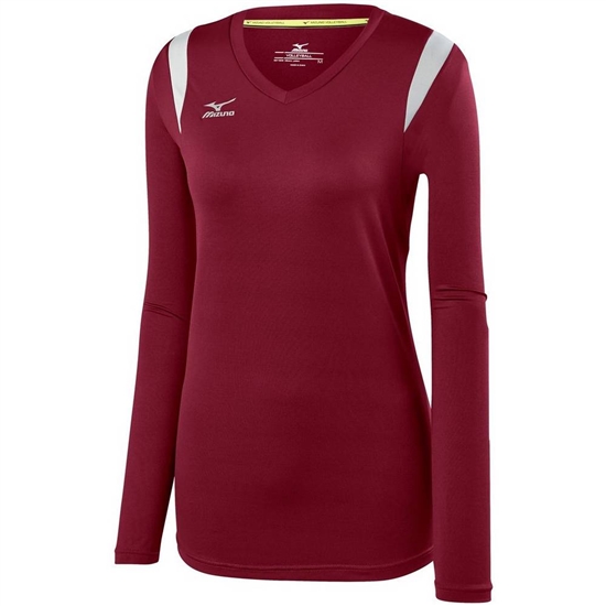 Mizuno Balboa 5.0 Long Sleeve Volleyball Jersey Dam Vinröda Silver | 518703QWM