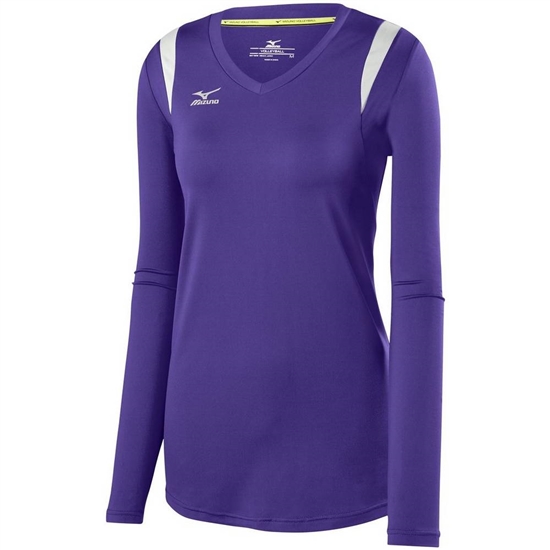 Mizuno Balboa 5.0 Long Sleeve Volleyball Jersey Dam Lila Silver | 942501BZF