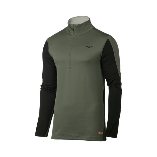 Mizuno Breath Thermo Half Zip Base Layer Herr Gröna Svarta | 562417QJC