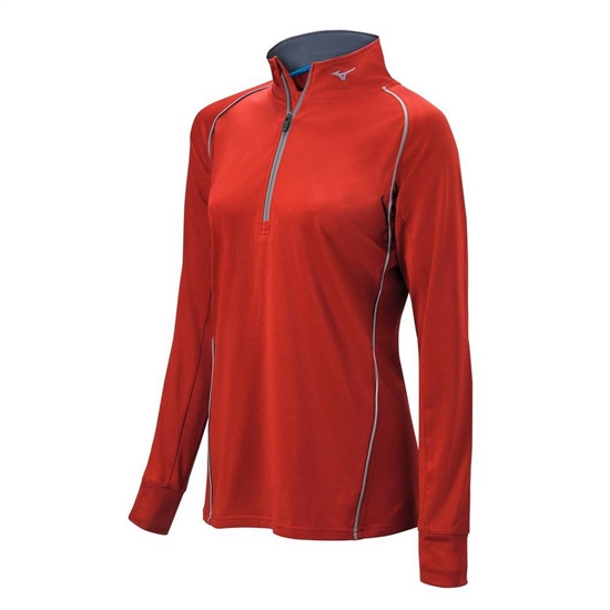 Mizuno Comp 1/2 Zip Long Sleeve Sweatshirt Dam Röda | 082315FPV