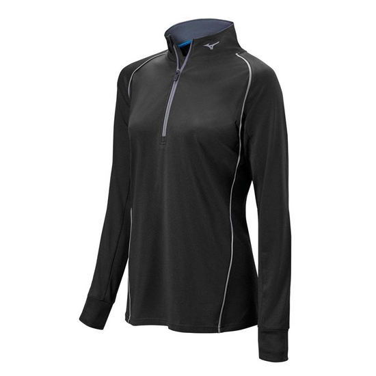 Mizuno Comp 1/2 Zip Long Sleeve Sweatshirt Dam Svarta | 350164AES