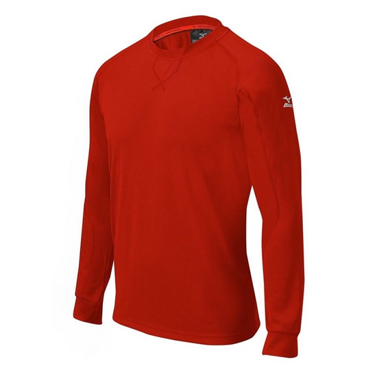 Mizuno Comp Long Sleeve Tränings Shirt Baseball Blast Herr Röda | 562187CEA