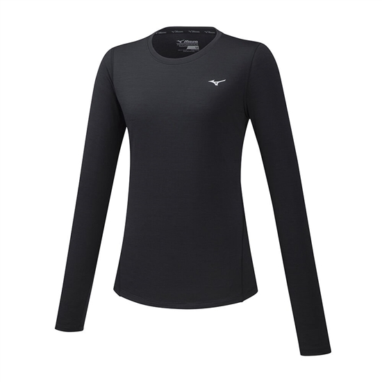 Mizuno Impulse Core LS Löpar T shirts Dam Svarta | 390684IOL