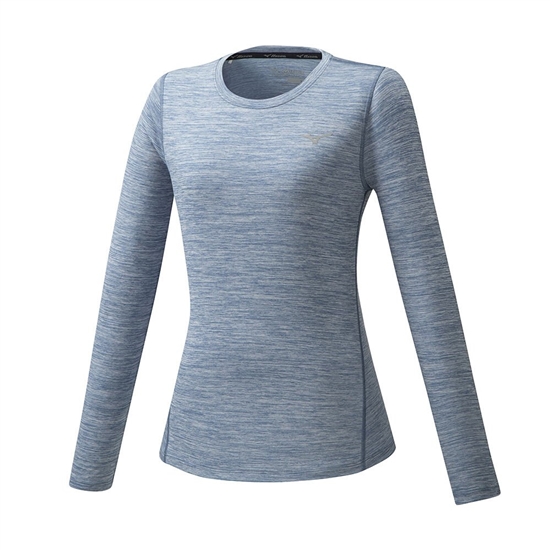 Mizuno Impulse Core LS Löpar T shirts Dam Blue  | 790862VJN