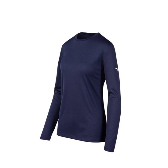 Mizuno Long Sleeve T shirts Dam Marinblå | 591036KDH