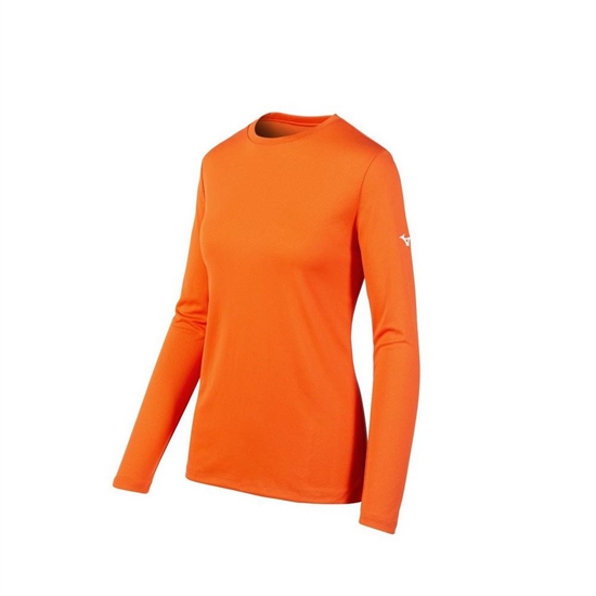 Mizuno Long Sleeve T shirts Dam Orange | 210548GJY