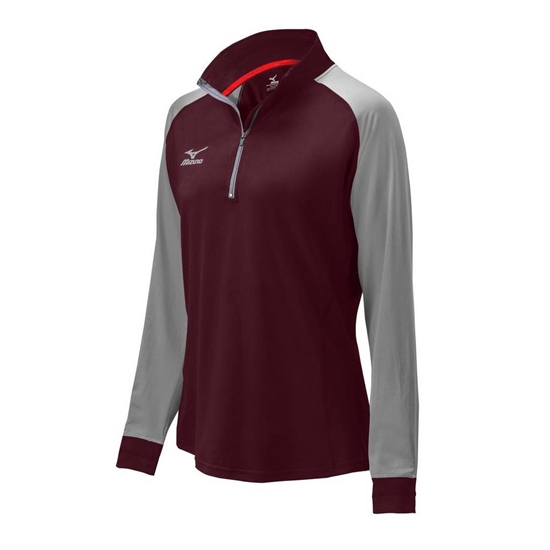 Mizuno Prime 1/2 Zip Volleyball Jacka Dam Vinröda Grå | 021534DJV