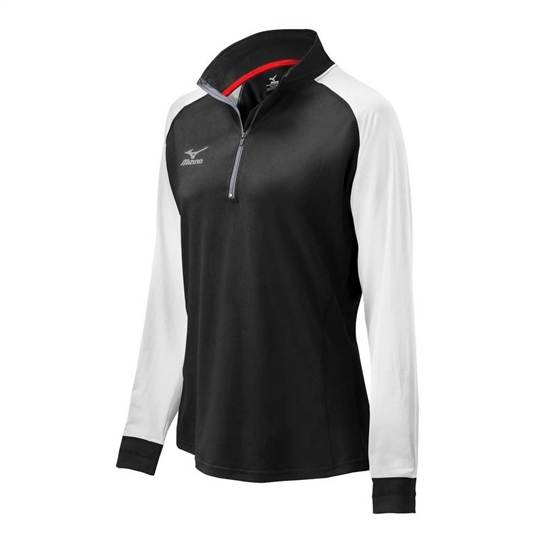 Mizuno Prime 1/2 Zip Volleyball Jacka Dam Svarta Vita | 294135TKR