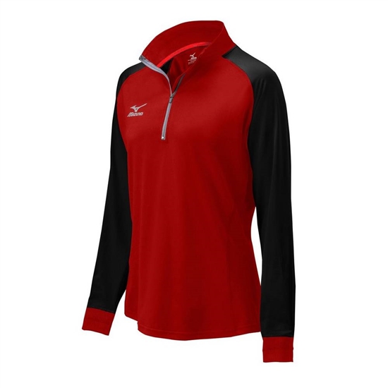 Mizuno Prime 1/2 Zip Volleyball Jacka Dam Röda Svarta | 593748VHK