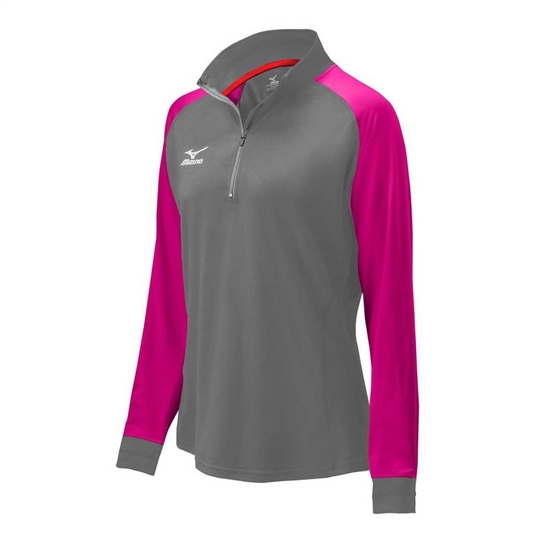 Mizuno Prime 1/2 Zip Volleyball Jacka Dam Grå Rosa Svarta | 642890UQM