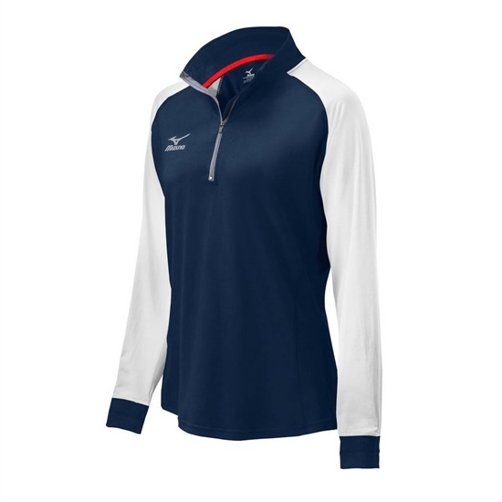 Mizuno Prime 1/2 Zip Volleyball Jacka Dam Marinblå Vita | 916847HMW