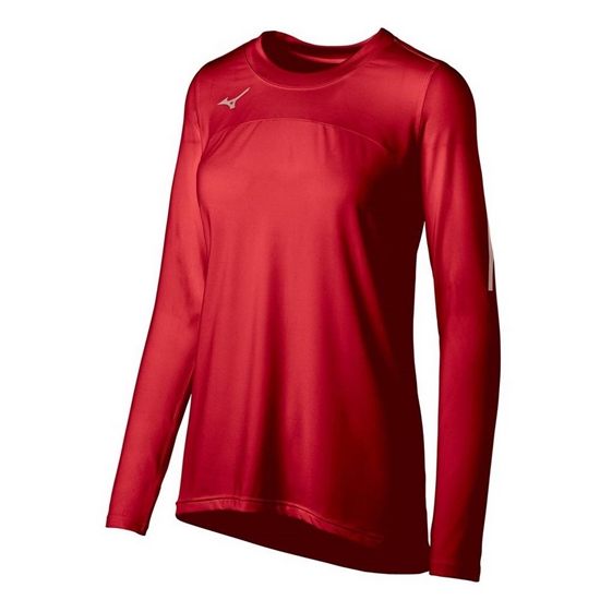 Mizuno Techno VII Long Sleeve Volleyball Jersey Dam Röda | 029543GVU