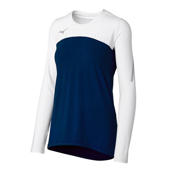 Mizuno Techno VII Long Sleeve Volleyball Jersey Dam Marinblå Vita | 410398DAO