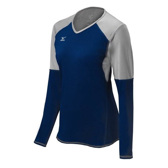 Mizuno Techno VI Long Sleeve Volleyball Jersey Dam Marinblå Silver | 530967UQP