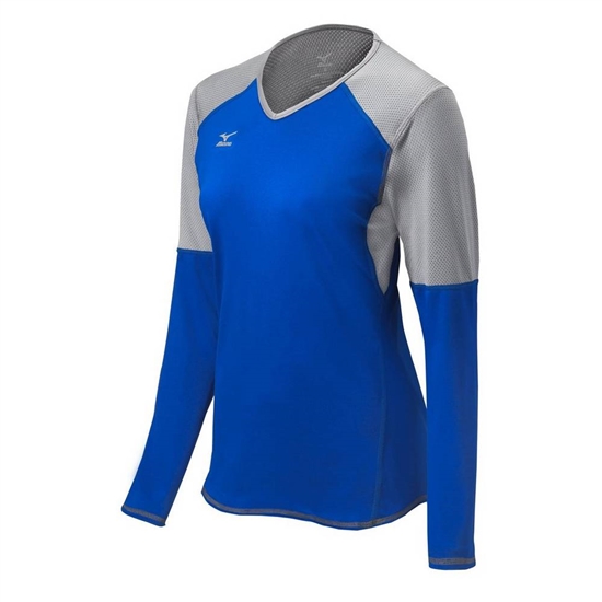 Mizuno Techno VI Long Sleeve Volleyball Jersey Dam Kungsblått Silver | 629135RTV