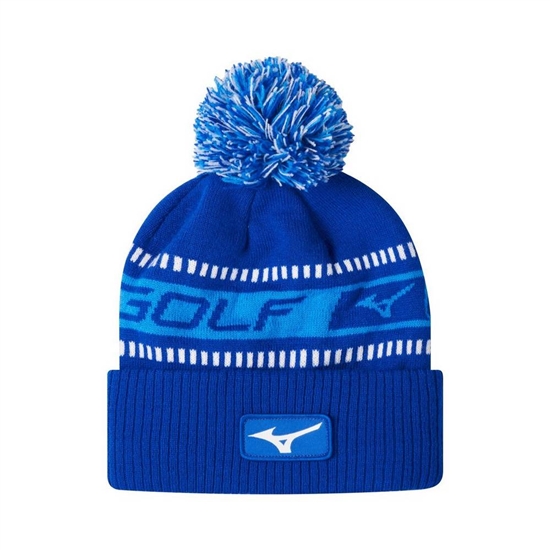 Mizuno Tour Knit Pom Vinter Hatt Dam Blå Vita | 341259GVI