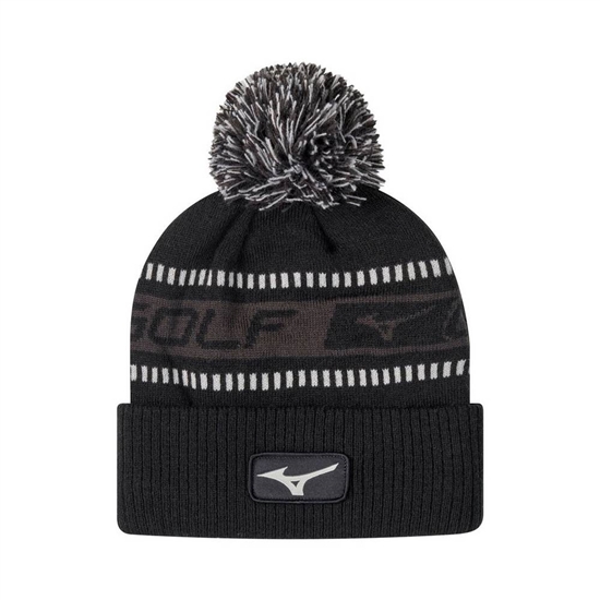 Mizuno Tour Knit Pom Vinter Hatt Herr Svarta Grå | 902163WOG