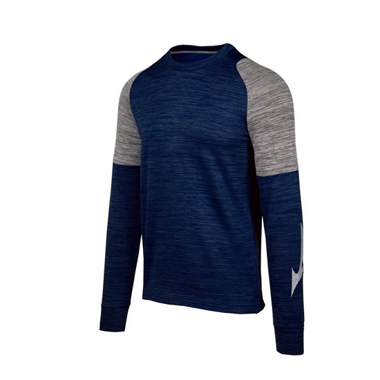 Mizuno Velocity Long Sleeve Crew T shirts Herr Marinblå | 813602LPR